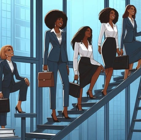 Black Women Climbing Ladder